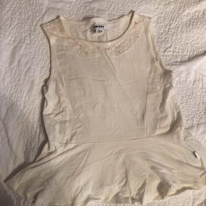 DKNY girls peplum top/ Peter Pan collar
